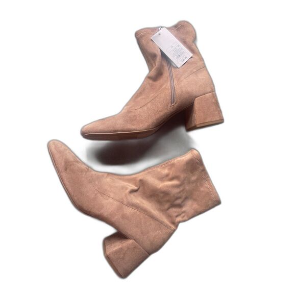 NWT A New Day Women’s Tan Suede Ankle Boots – Size 11 – Block Heel, Side Zip - Picture 3 of 6